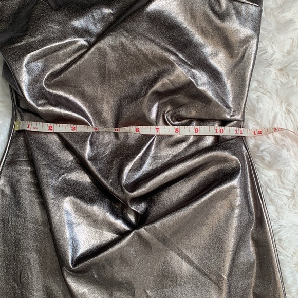 EUC Zara Metallic Steel Strapless Midi Dress With Ruching Size Small - Picture 10 of 15